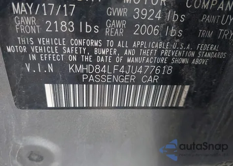 2018 Hyundai Elantra Sel from USA, damaged, VIN KMHD84LF4JU477618